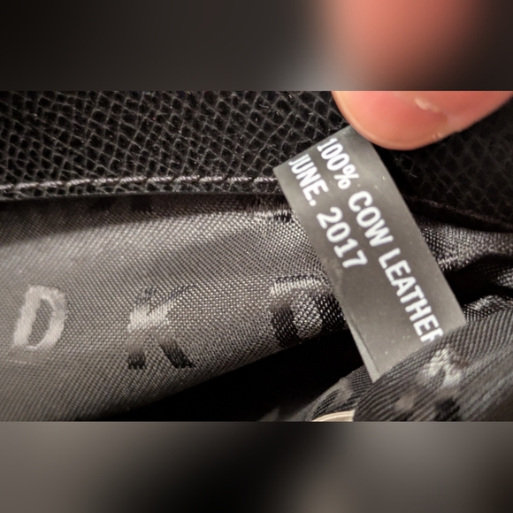 DKNY Black Leather Charm Tote with Gold Accents - Picture 16 of 16